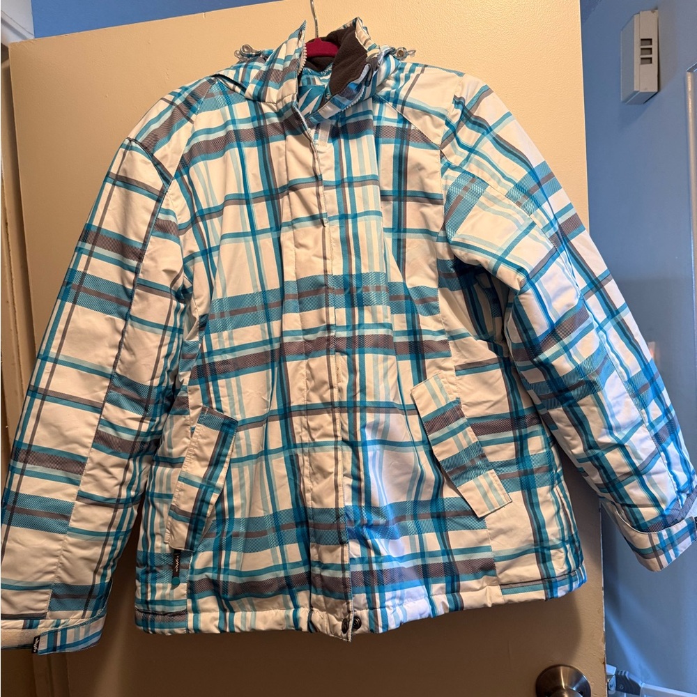 Alamar Blue and White Checkered Outerwear